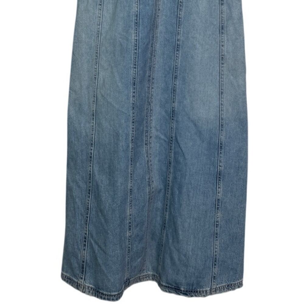 Zara Oversized Denim Seamed V Neck Sleeveless Midi Dress Side Zip Up S Blue Wash - Picture 5 of 16